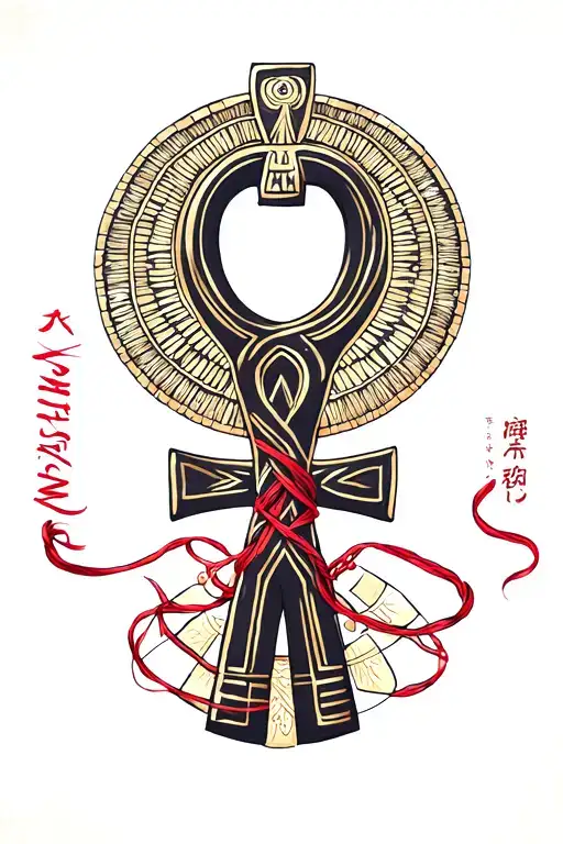 Ankh With The Red Thread Of Fate Intertwined And The Words Amor Fati Somewhere Included
