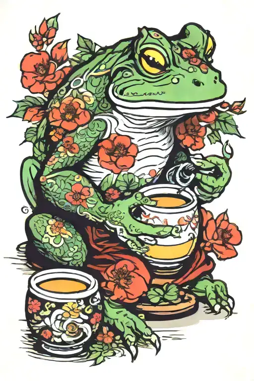 Japanese Frog Drinking Sake