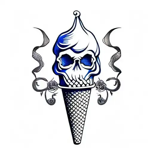 Ice Cream Cone With A Skull Instead Of Ice Cream