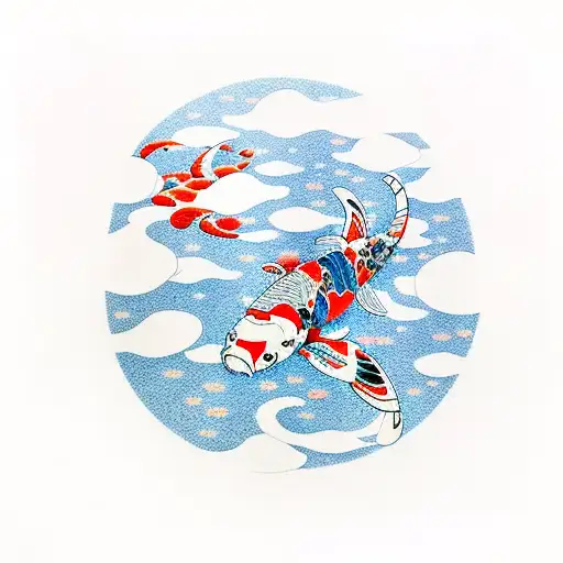 A Pilot Flying A Plane With Koi Fish Swimming In The Clouds