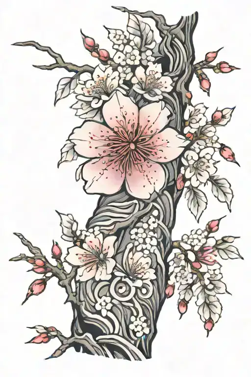 Cherry Blossom Tree Wrapped Around Forearm