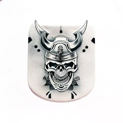 A Viking Warrior With A Skull Face Paint Holding A Military Dog Tag