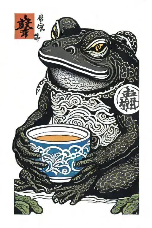 Japanese Frog Drinking Sake