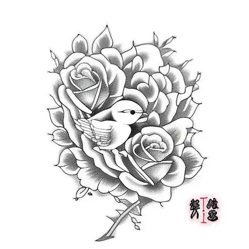 Swallow Bird And Roses