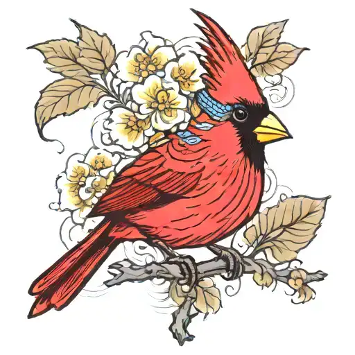 Red Cardinal Wearing A One Piece Hat