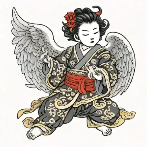 Japanese Temple Angel Black