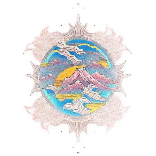 3D Sunrise In Distance