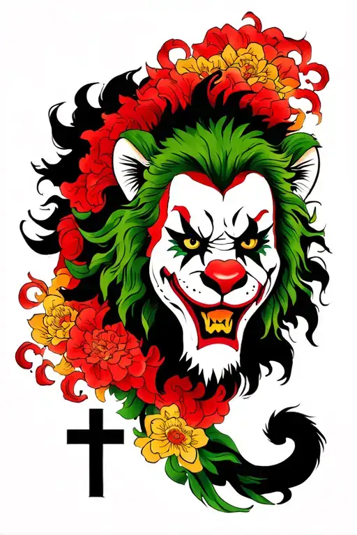 Joker Lion Cross Fore Arm Sleeve