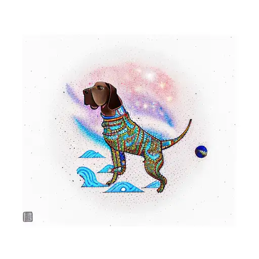 German Shorthaired Pointer Astronaut Exploring A Galaxy
