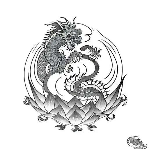 Lotus Flower And Dragon Suminagachi