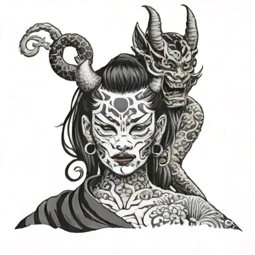 Demon And Girl In Mask