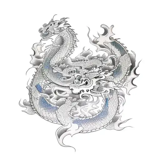 Dragon With Koi Fish And Tiger