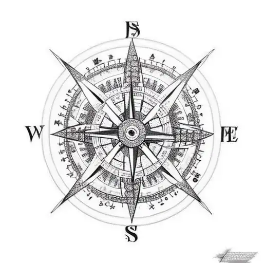 Guitar Strings Forming A Compass Rose