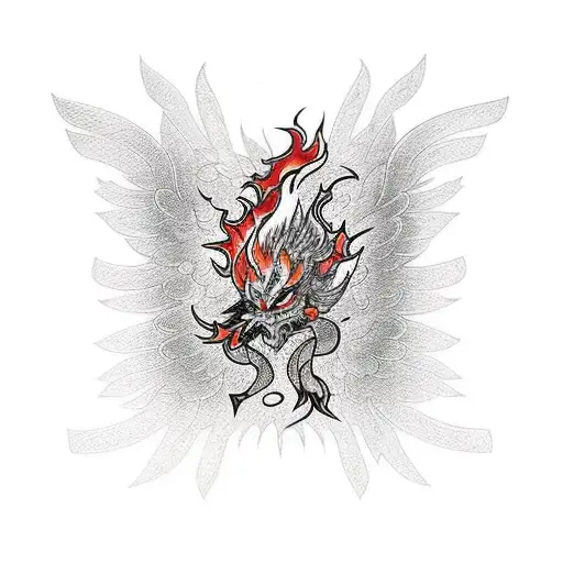 Phoenix With Fire And Cross