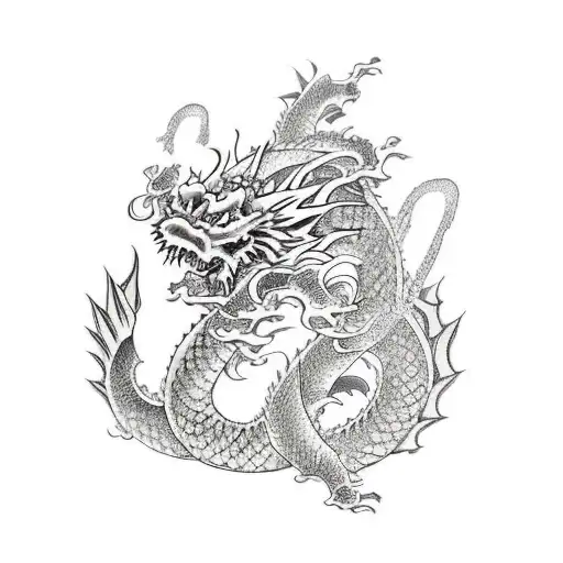 Japanese Dragon With Samurai