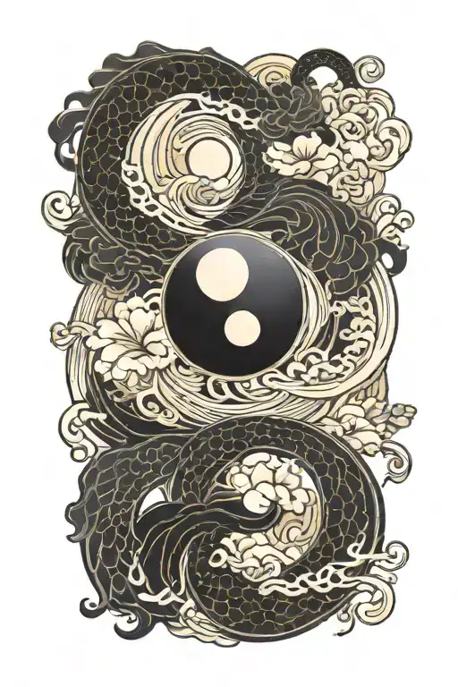 Black Gold Yin Yang Symbol Intertwined