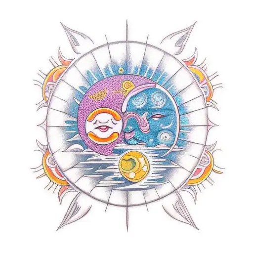 Sun And Moon Half Sleve Background