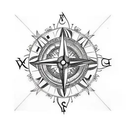 Make A Tattoo With A Compass Surrounded By Nature