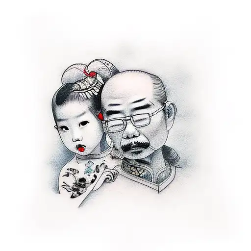 Father And Daughter With Grandparents