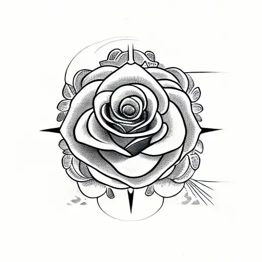 A Red Rose With An Arp On A Compass