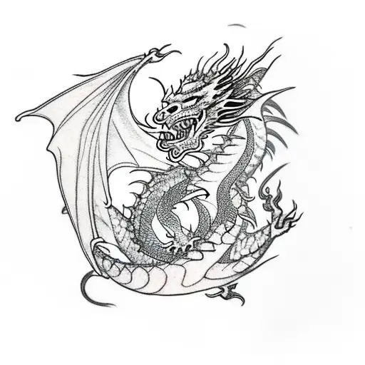 Dragon Wrapped Around 3 Roses