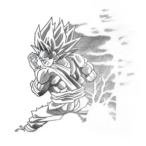 Goku Holding A Tree In His Back