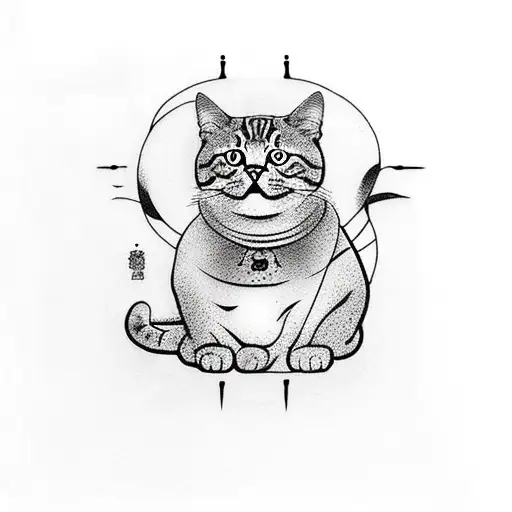 Buddha As Cat With Zen Dots