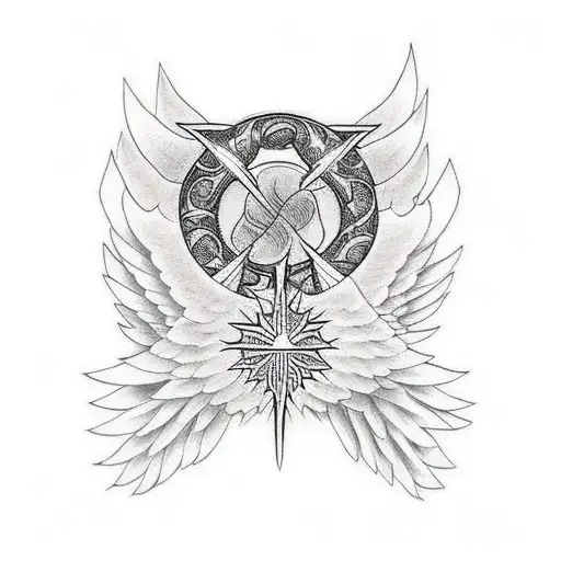 Wings With Cross And Sun