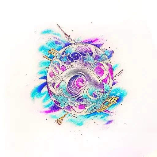 Hourglass And Purple Nebula With Watercolor