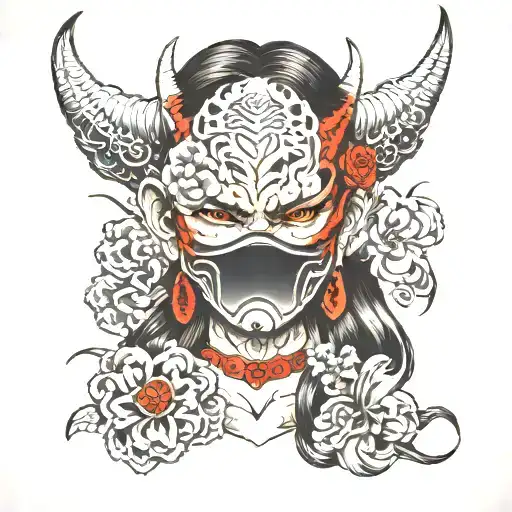 Girl With Demon Mask