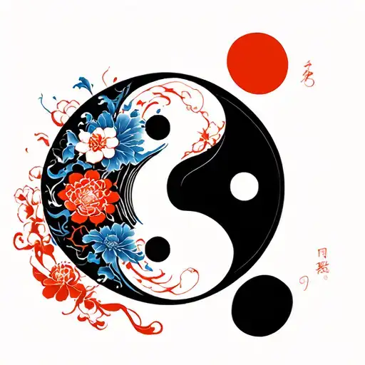 69 Position In Ying Yang Symbol With Colors