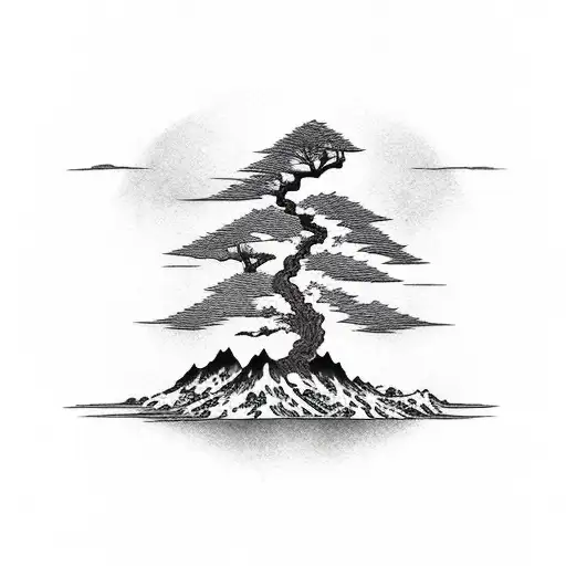 Willow Tree On A Small Island Surrounded By Water