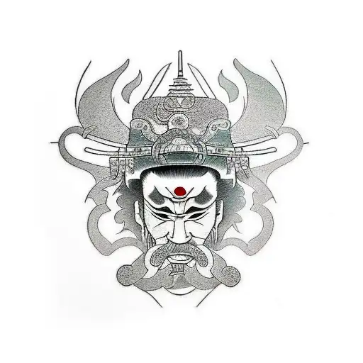 Half Sleeve Samurai Tattoo With Everything Happens For A Reason