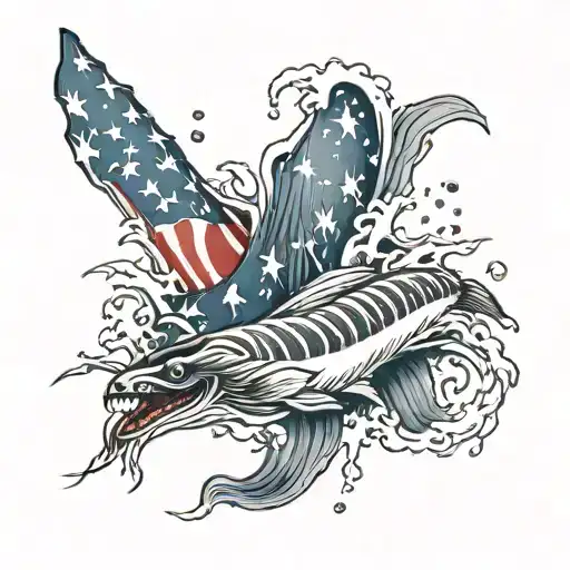 Water And American Flag