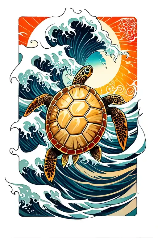 Ocean Waves Sea Turtle