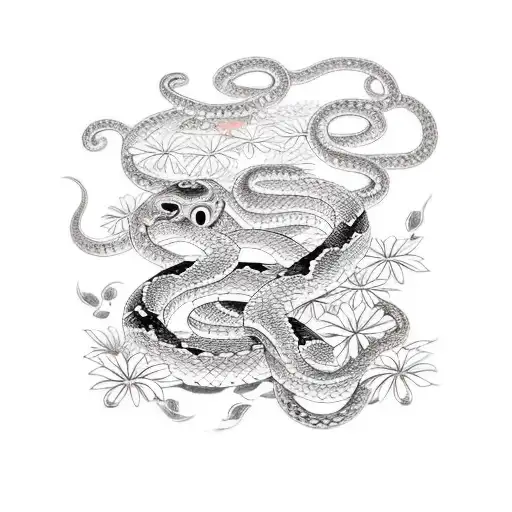 Snakes With Daisies And Ocean Waves