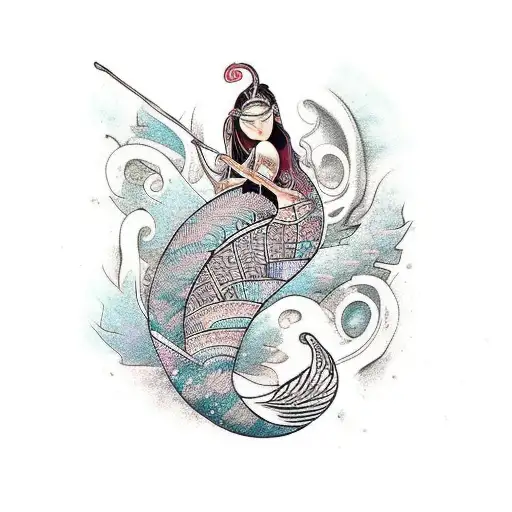 Mermaid With Polynesian Tribal