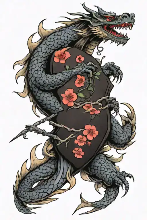 Samurai Japanese Cherry Dragon
