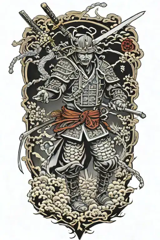 Traditional Japanese Samurai Battle Scene Full Leg Sleeve