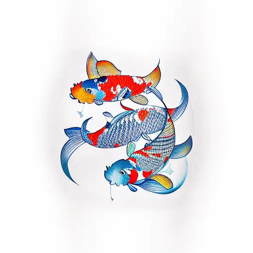 Koi Fish Lotus Flower Stars Hearts