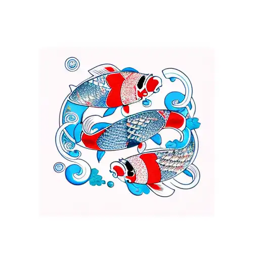 Koi Fish Lotus Flower Stars Hearts