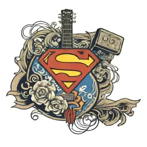 Superman Logo With An Acoustic Guitar
