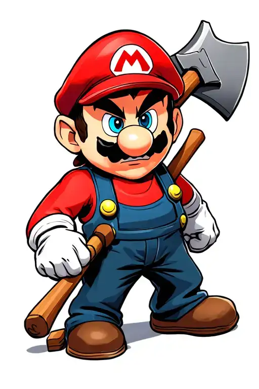 Angry Super Mario With Axe