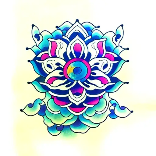 Ocean With Lotus Flowers Intertwined