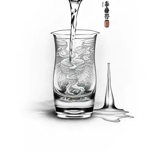 Glass Of Water With A Shadow Behind