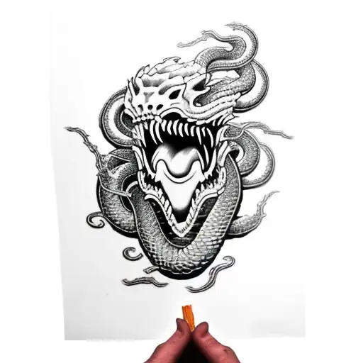 Dragon Skull And Snakes