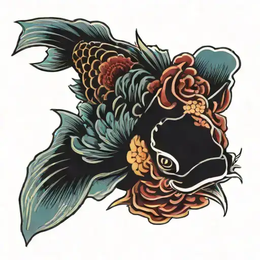 Peonias And Hani Mask Koi Fish