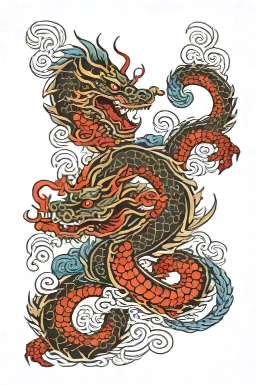 M And Greek Dragon Intertwined