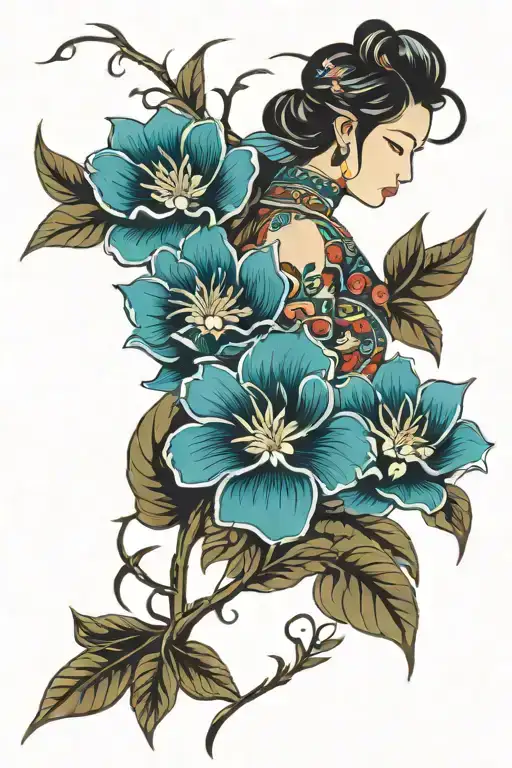 Tribal For Latina Woman Floral Design Incorporating Elements