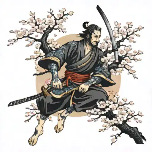 Samurai Under The Sakura Tree